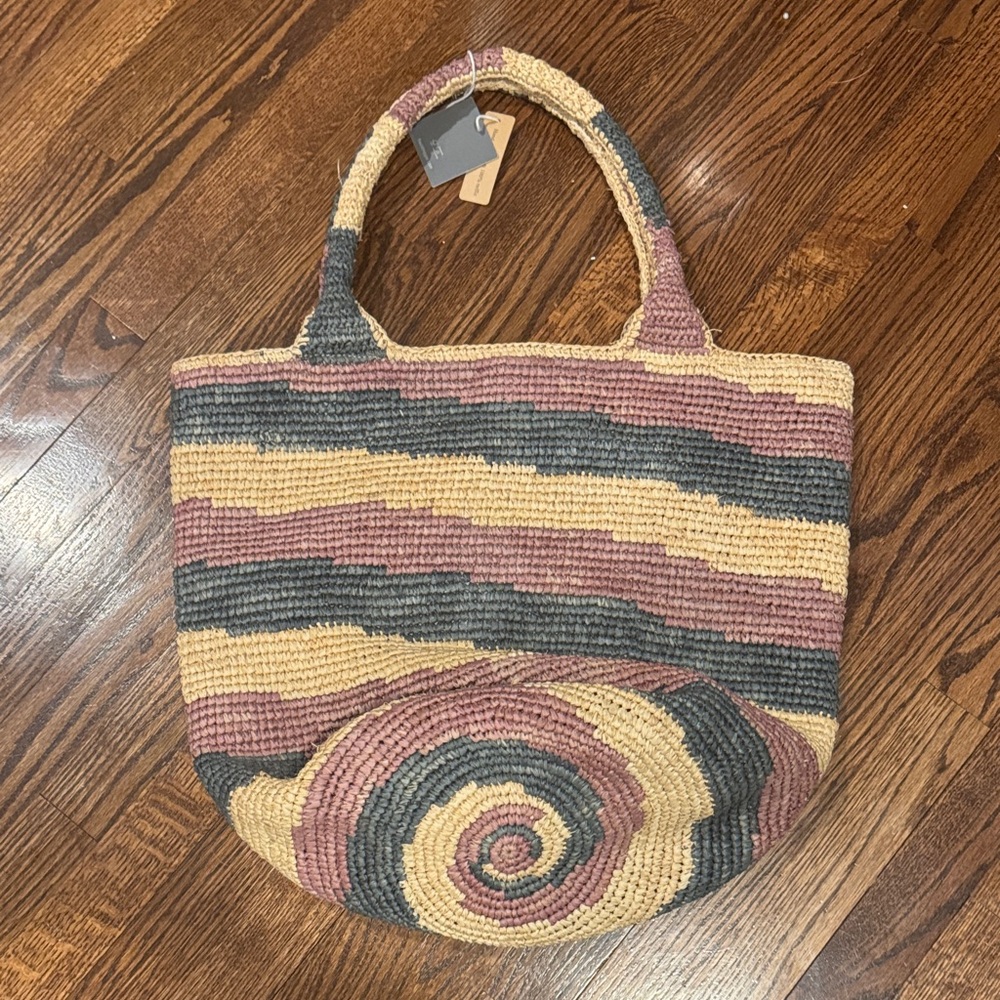 Haute Hippie NWT Large Raffia Tote with Button Closure